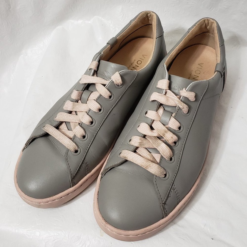 Vionic Pro Mable Sneakers 9 US 41 EU Leather Orthotic Gray Pink Water Resistant